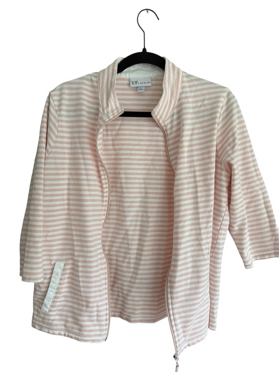 Tog Shop Jackets & Blazers - The Tog Shop Coral White Stripe Zip Jacket Women L Cotton Blend Lightweight
